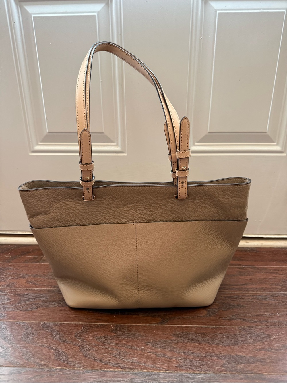 Michael Kors Taupe Pebbled Leather Tote - Picture 3 of 6